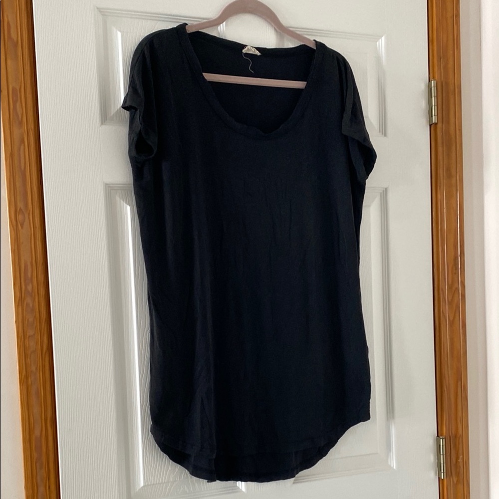 POL Black Relaxed Cap Sleeve T-Shirt